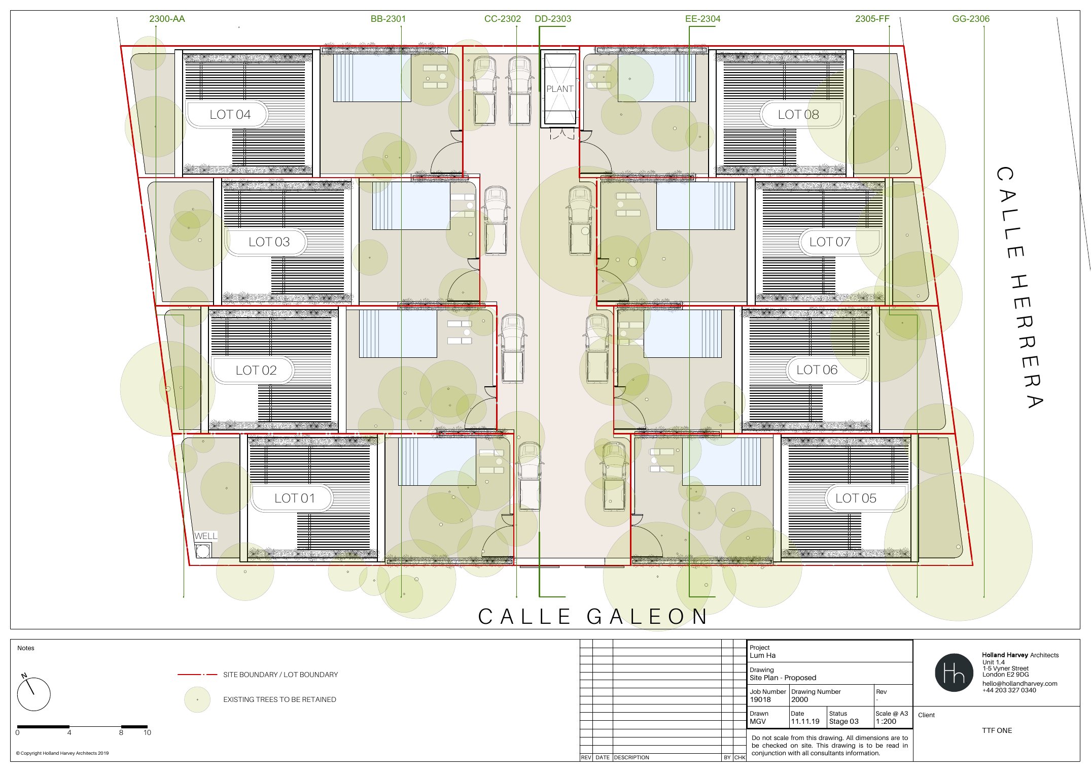 Kin Villas masterplan showing 8 lots on the site