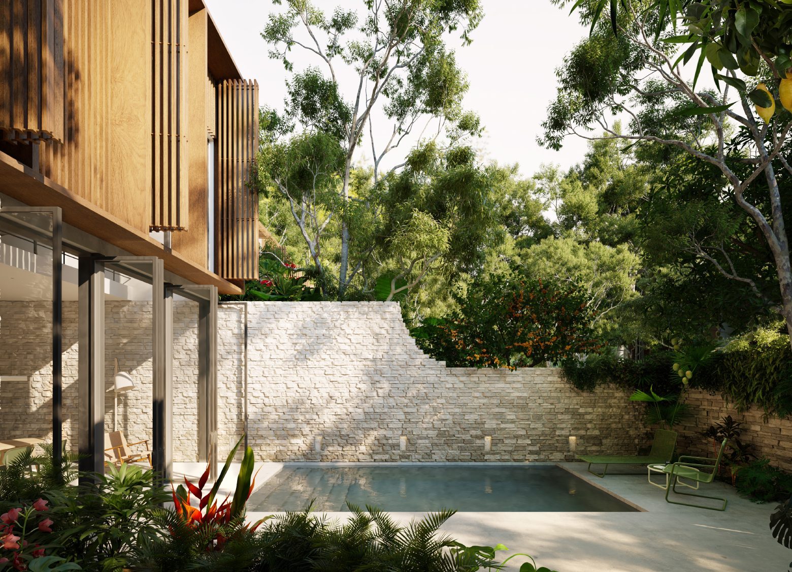 Private pool and garden at Kin Villas